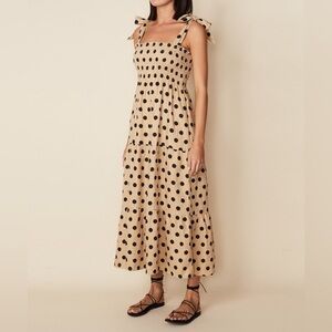 Faithfull the Brand rianne midi dress biscuit dot size 4